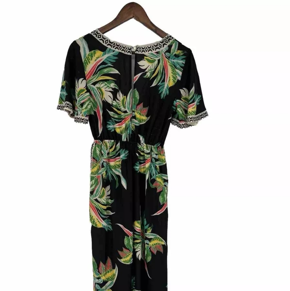 🦜🦜🦜BOGOHO🦜🦜🦜Flying Tomato Black Tropical Wrap Jumpsuit-Medium - Picture 4 of 6